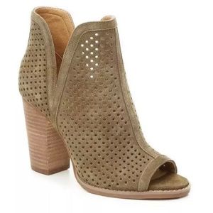 Lucky Brand Brown Suede Open Toe Booties Mules